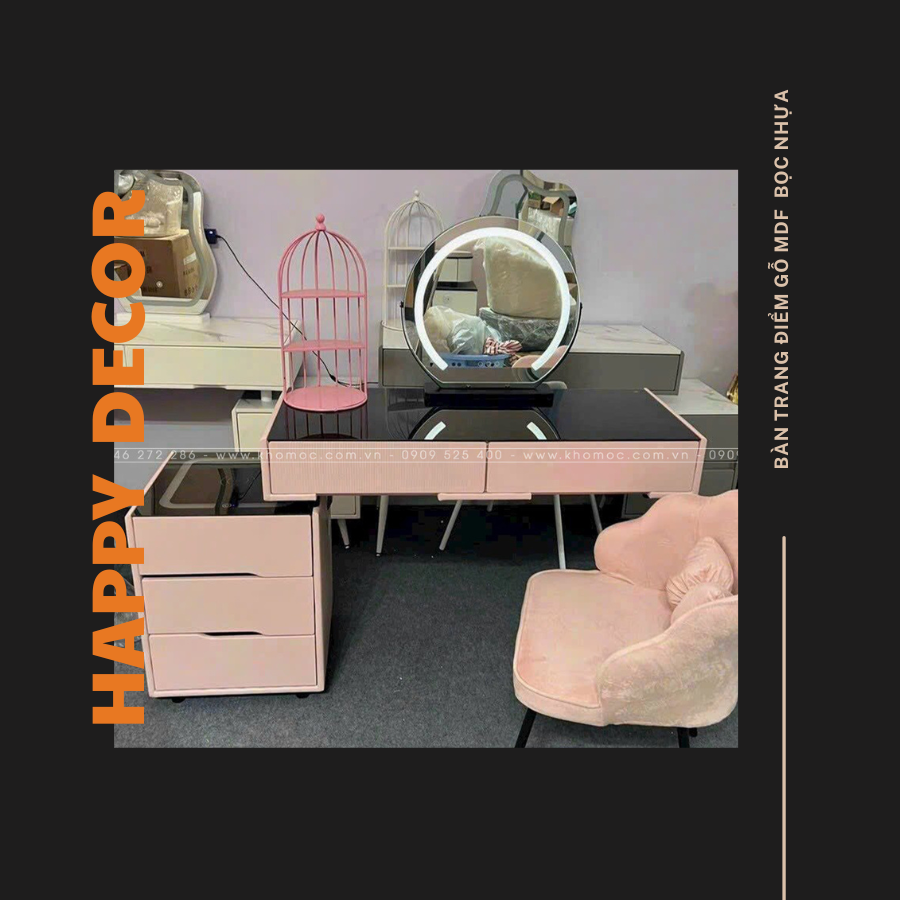 Bàn trang điểm hiện đại làm từ gỗ MDF bọc nhựa tại Happy Decor