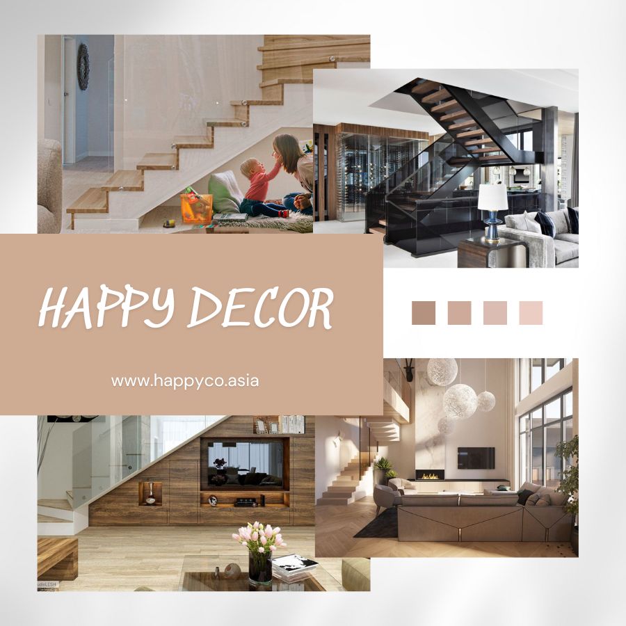 Thiết kế thi công phòng khách có cầu thang tại Biên Hòa - HAPPY DECOR
