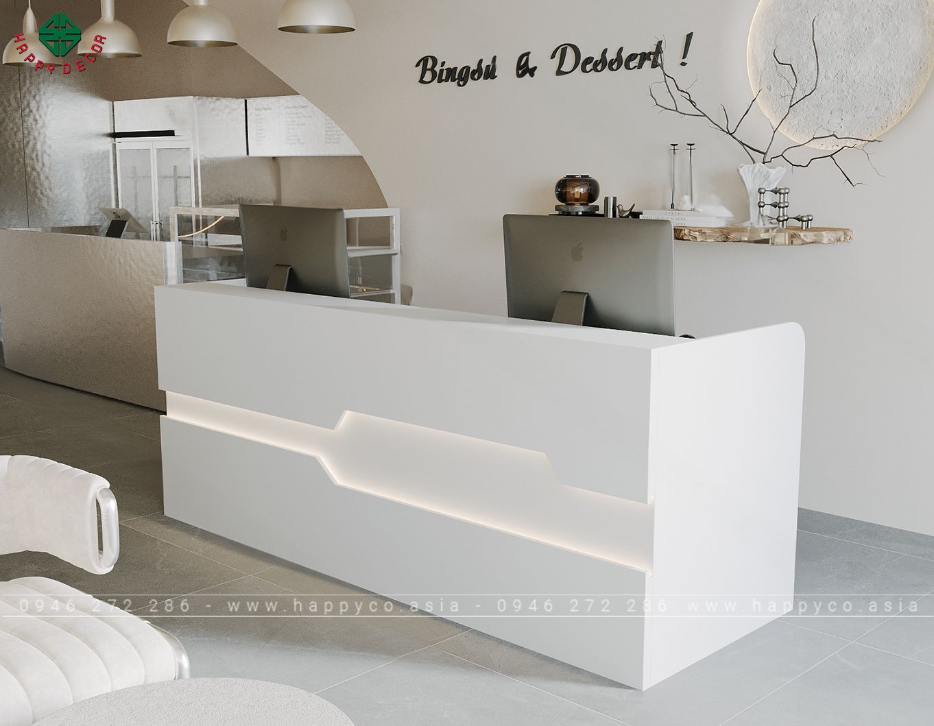 Bàn quầy lễ tân đón khách đẹp BQ6802