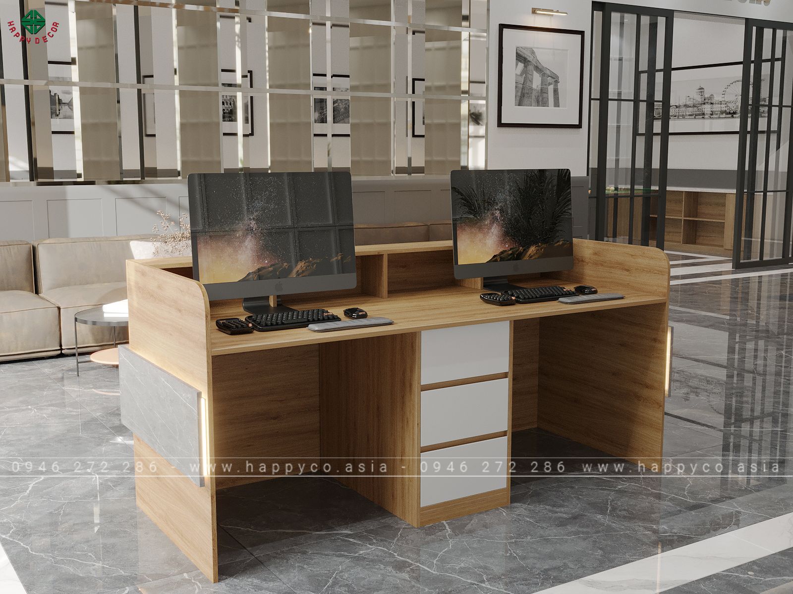 Mẫu bàn giao dịch đẹp hiện đại BQ6808