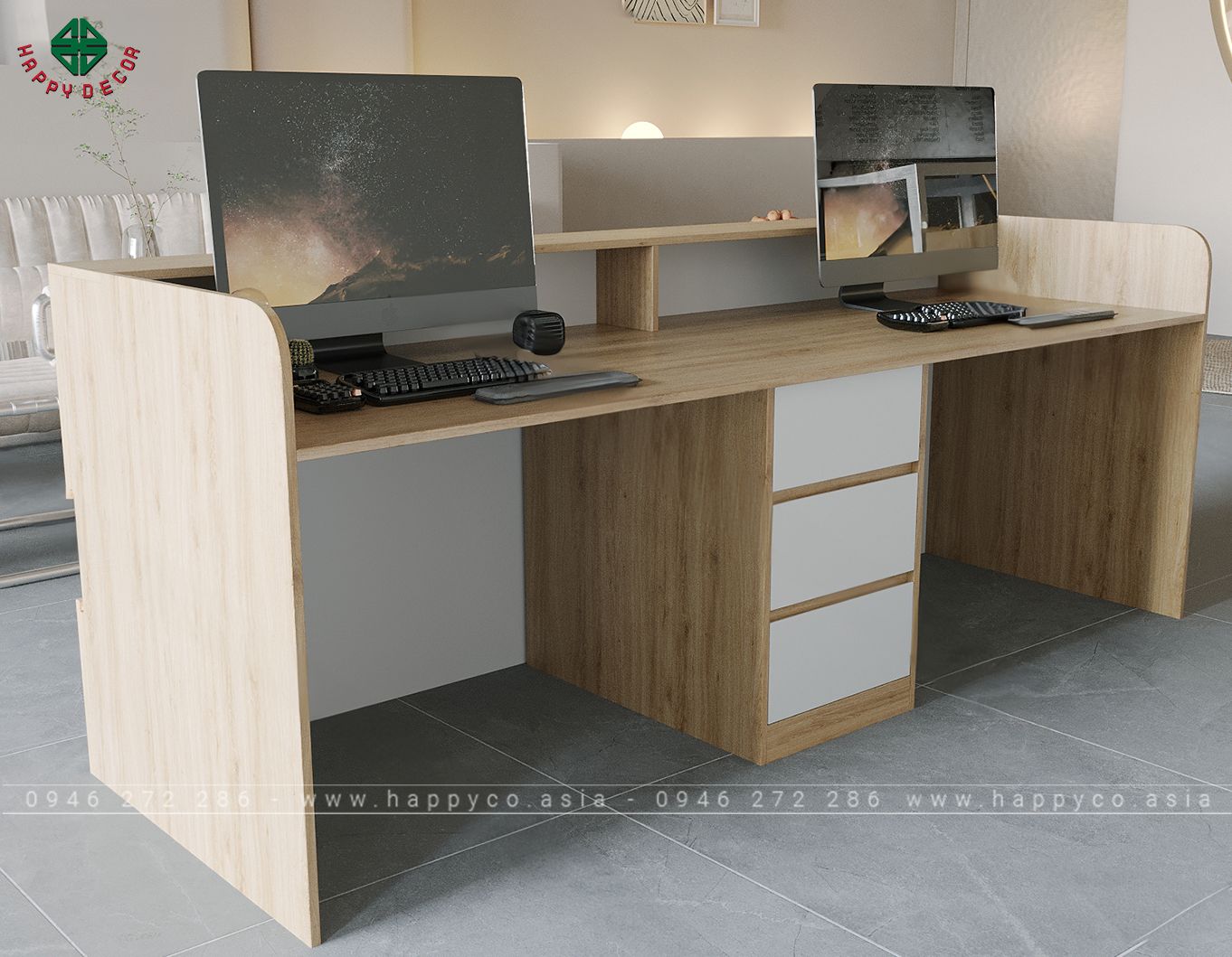 Bàn quầy lễ tân có tủ ngăn kéo BQ6802