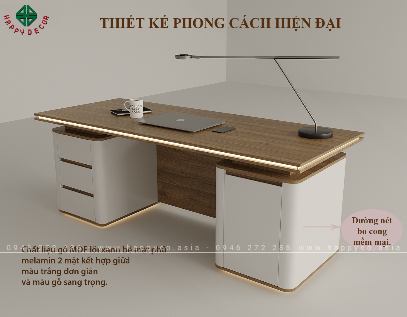 Mẫu bàn làm việc sang trọng DT6801