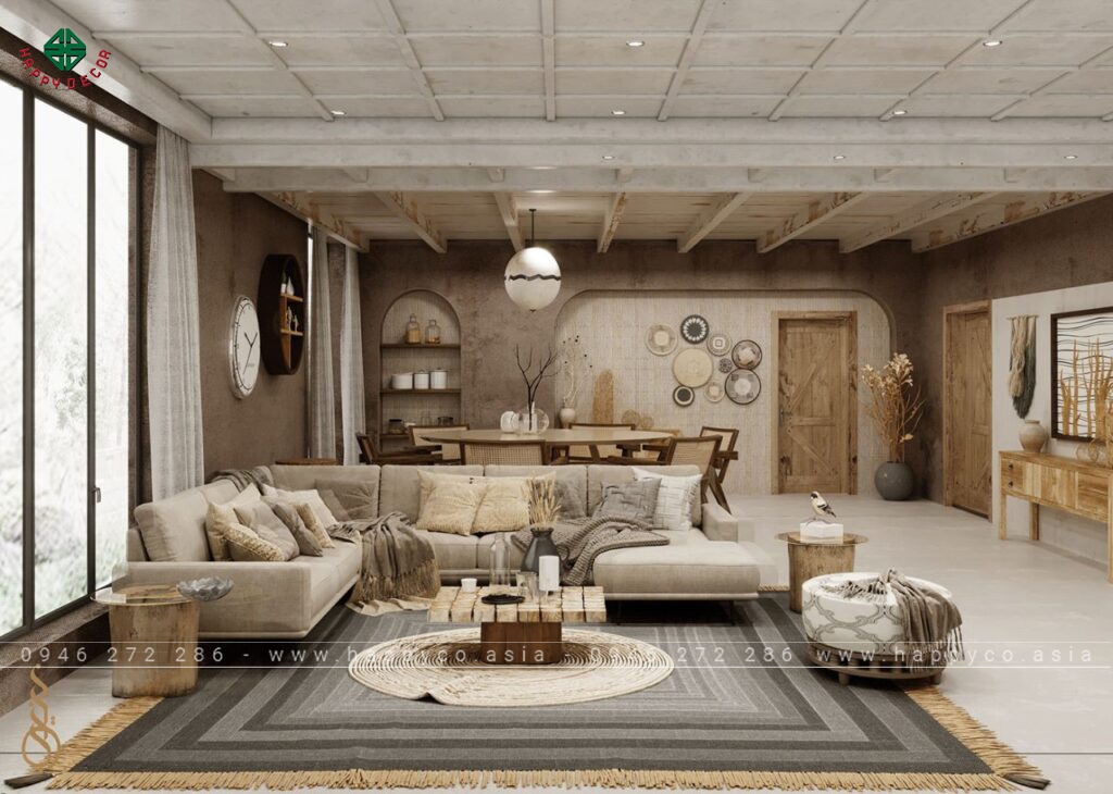 Mẫu thiết kế nội thất phòng khách mệnh Thổ