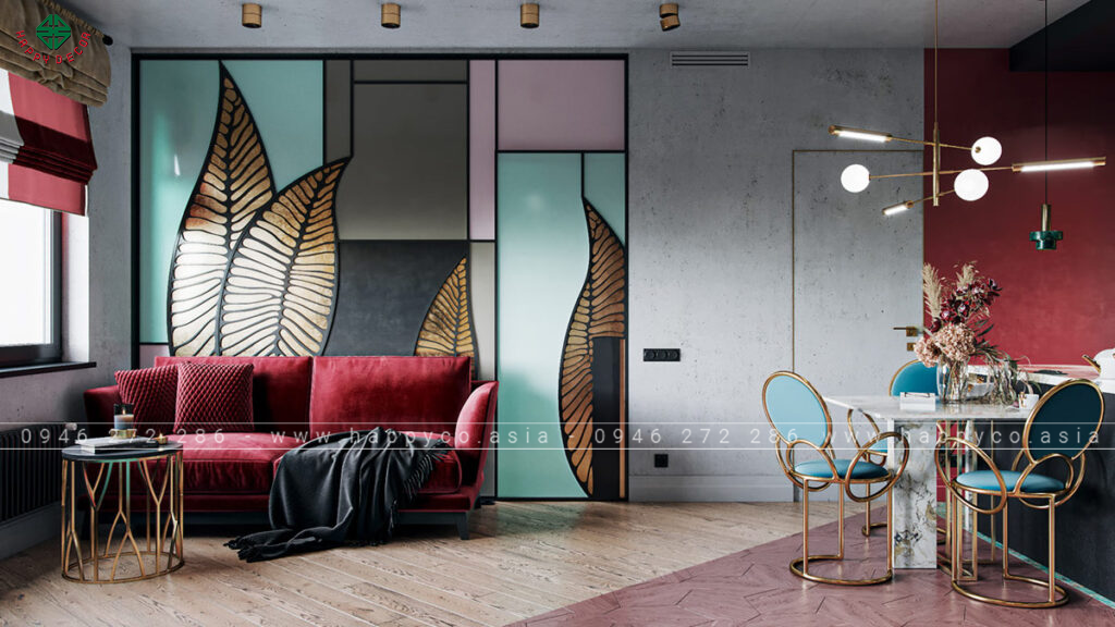 Mẫu thiết kế nội thất phòng khách Art Deco