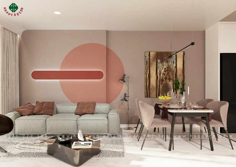 Mẫu thiết kế nội thất phòng khách mệnh Hỏa