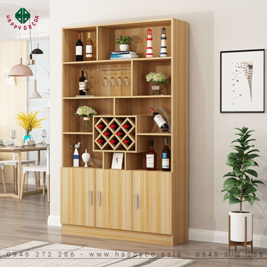 Mẫu tủ rượu kết hợp kệ trang trí 3 Mẫu tủ rượu kết hợp kệ trang trí 3