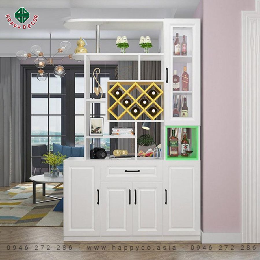 Mẫu tủ rượu kết hợp kệ trang trí 2 Mẫu tủ rượu kết hợp kệ trang trí 2