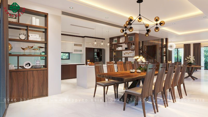 Bộ bàn ăn dài 10 ghế cao cấp sang trọng