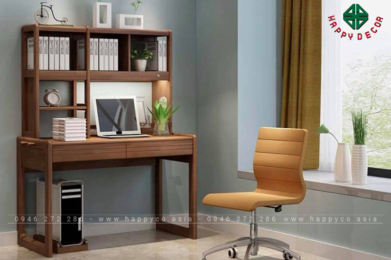 Bàn học gỗ óc chó - Mẫu 2