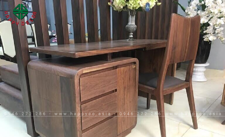 Bàn học gỗ óc chó - Mẫu 1