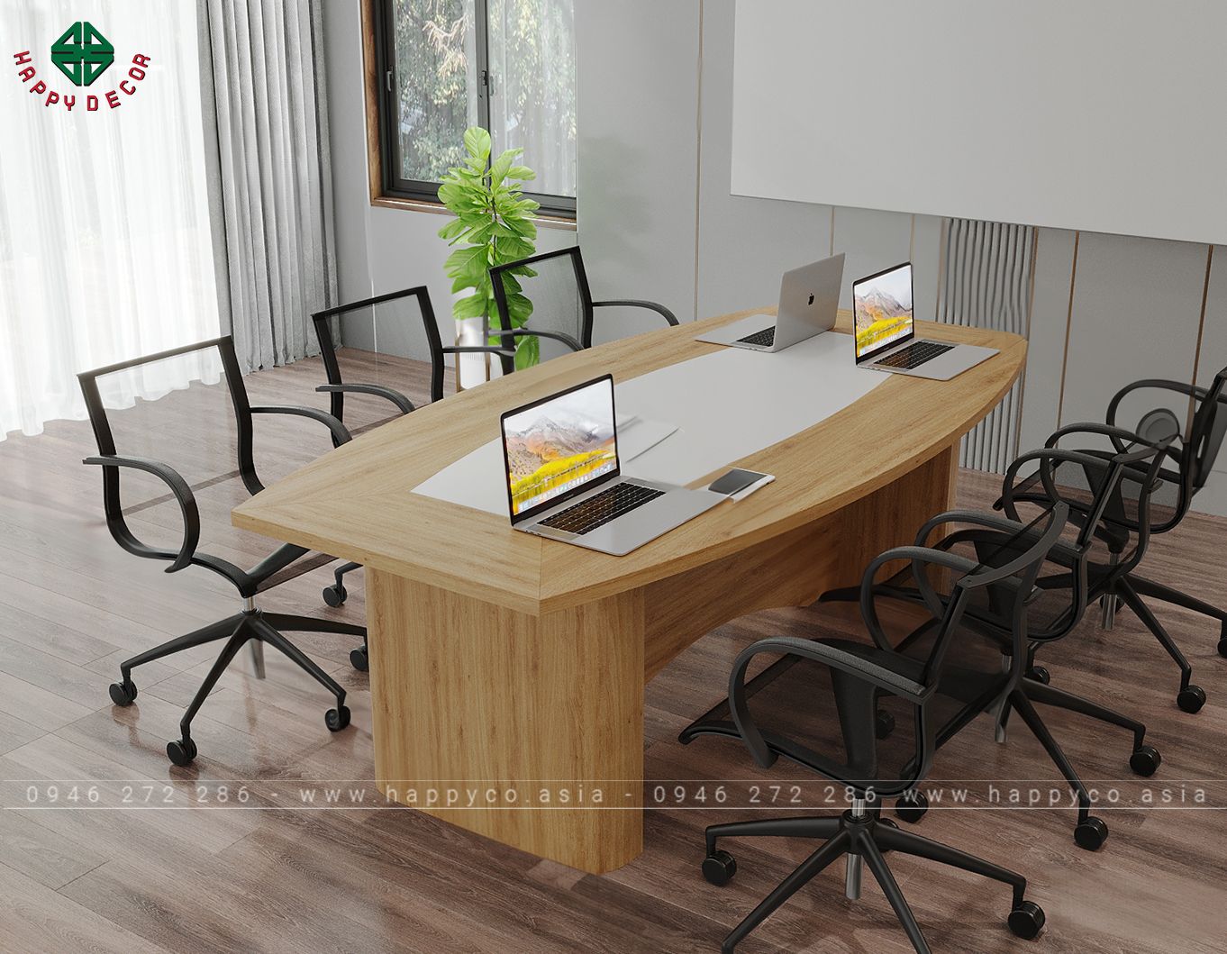 Bàn họp văn phòng bằng gỗ BH6803