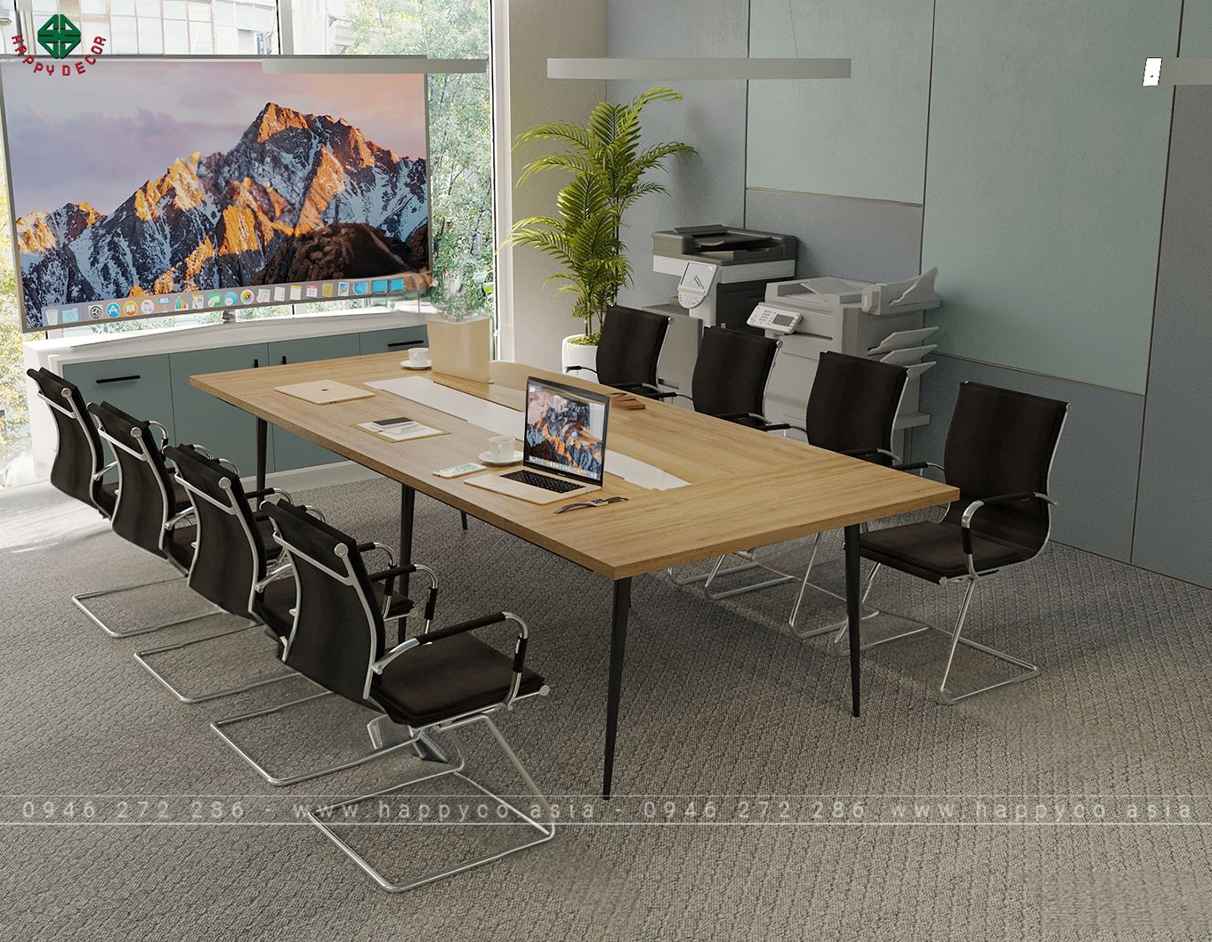 Bàn họp hình chữ nhật thanh lịch và bền vững