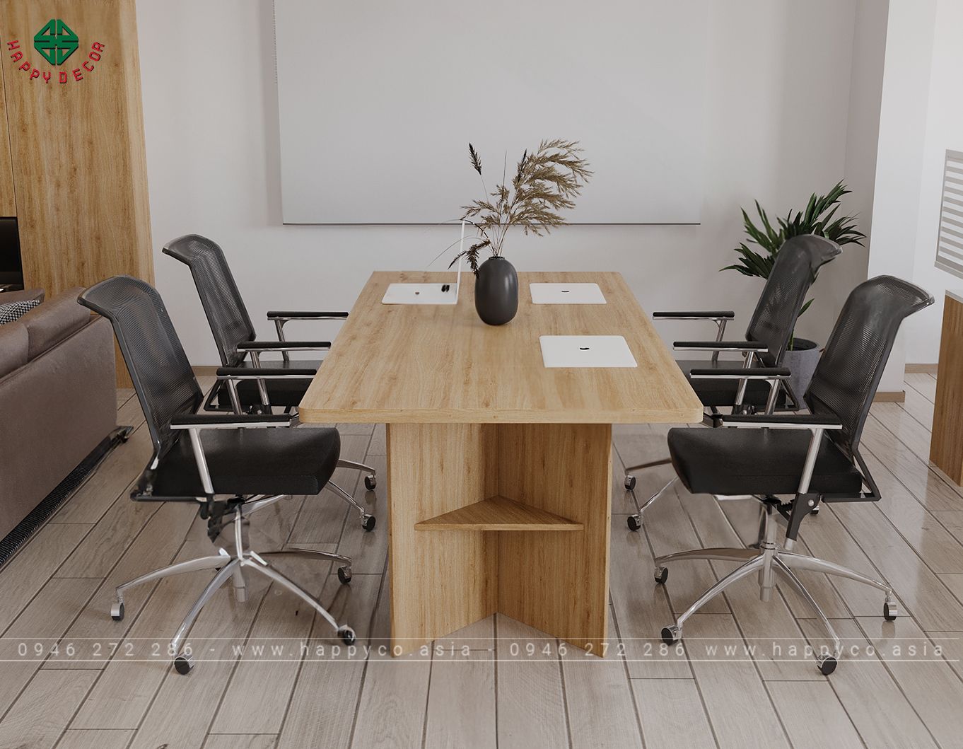 Tạo điểm nhấn cho không gian phòng họp với chậu hoa