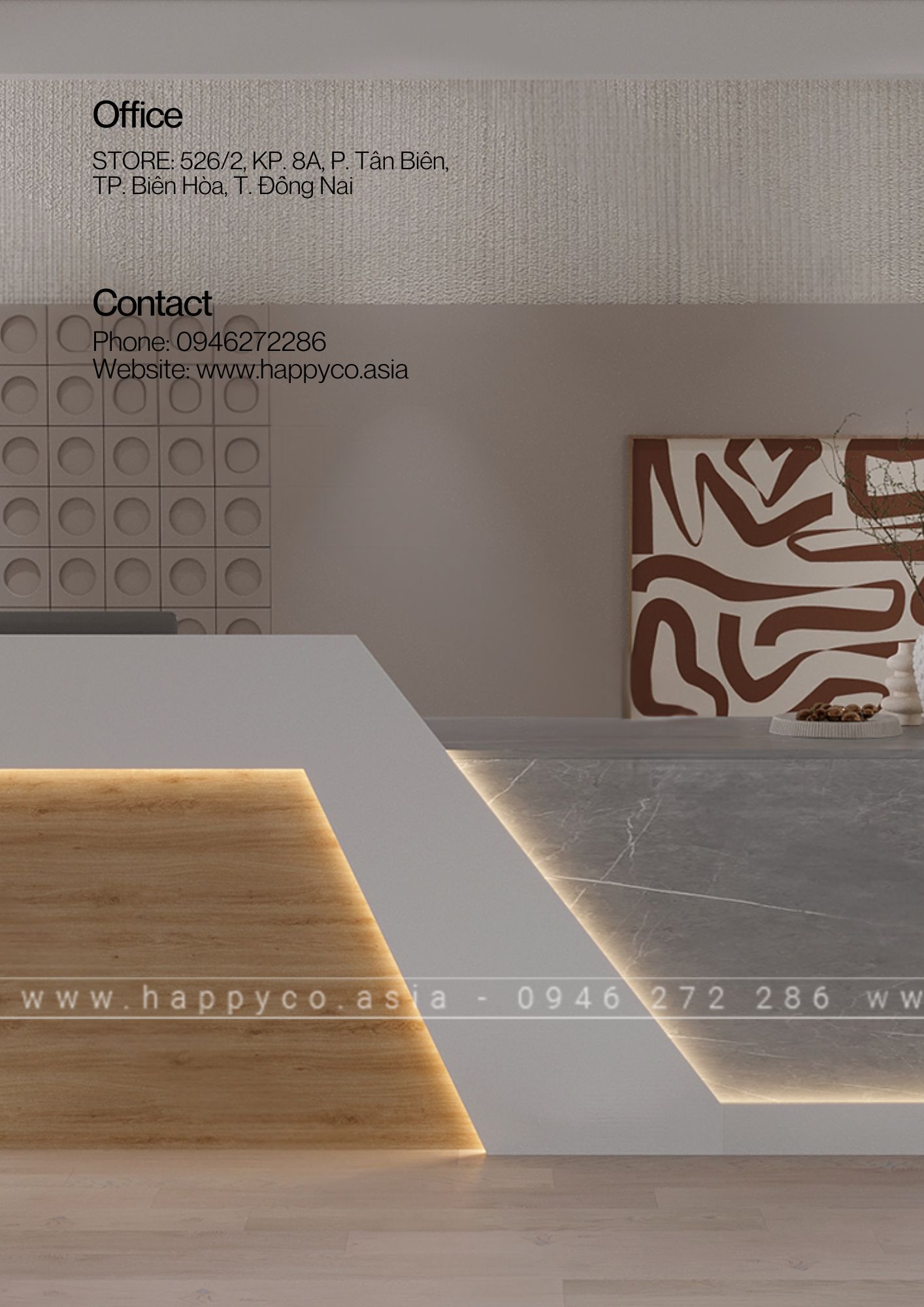 Bàn quầy thu ngân do Happy Decor thiết kế và thi công