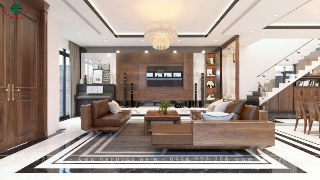 Bộ bàn trà gỗ óc chó vô cùng trẻ trung, sang trọng và cuốn hút.