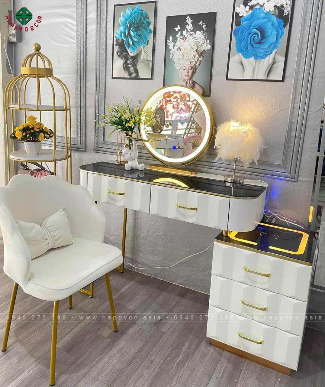 Bàn trang điểm gỗ MDF bọc nhựa TN23