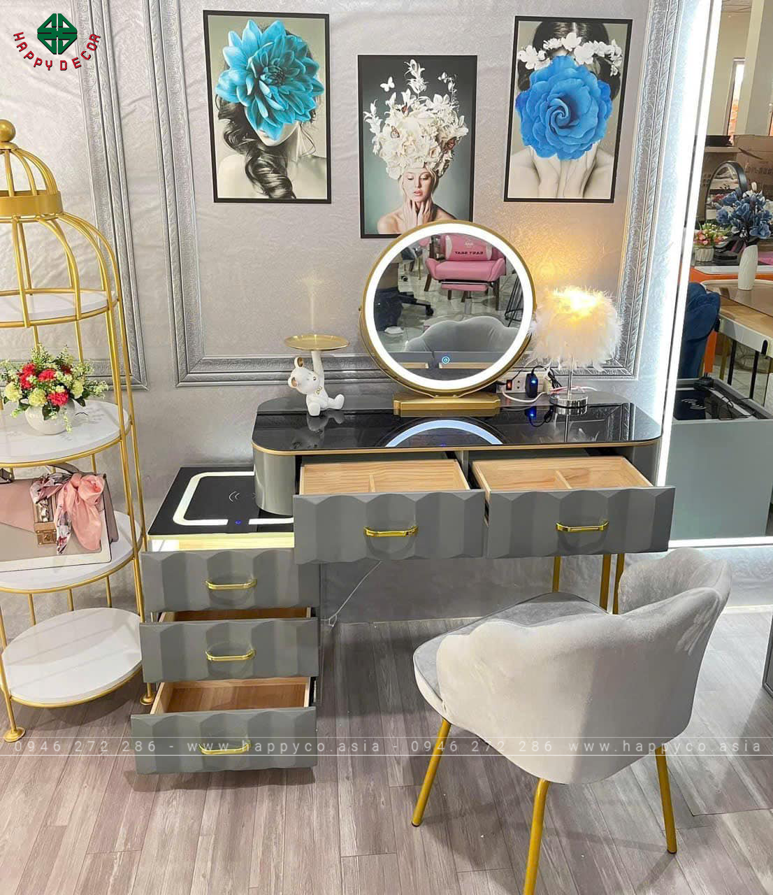 Bàn trang điểm gỗ MDF bọc nhựa hiện đại TN23