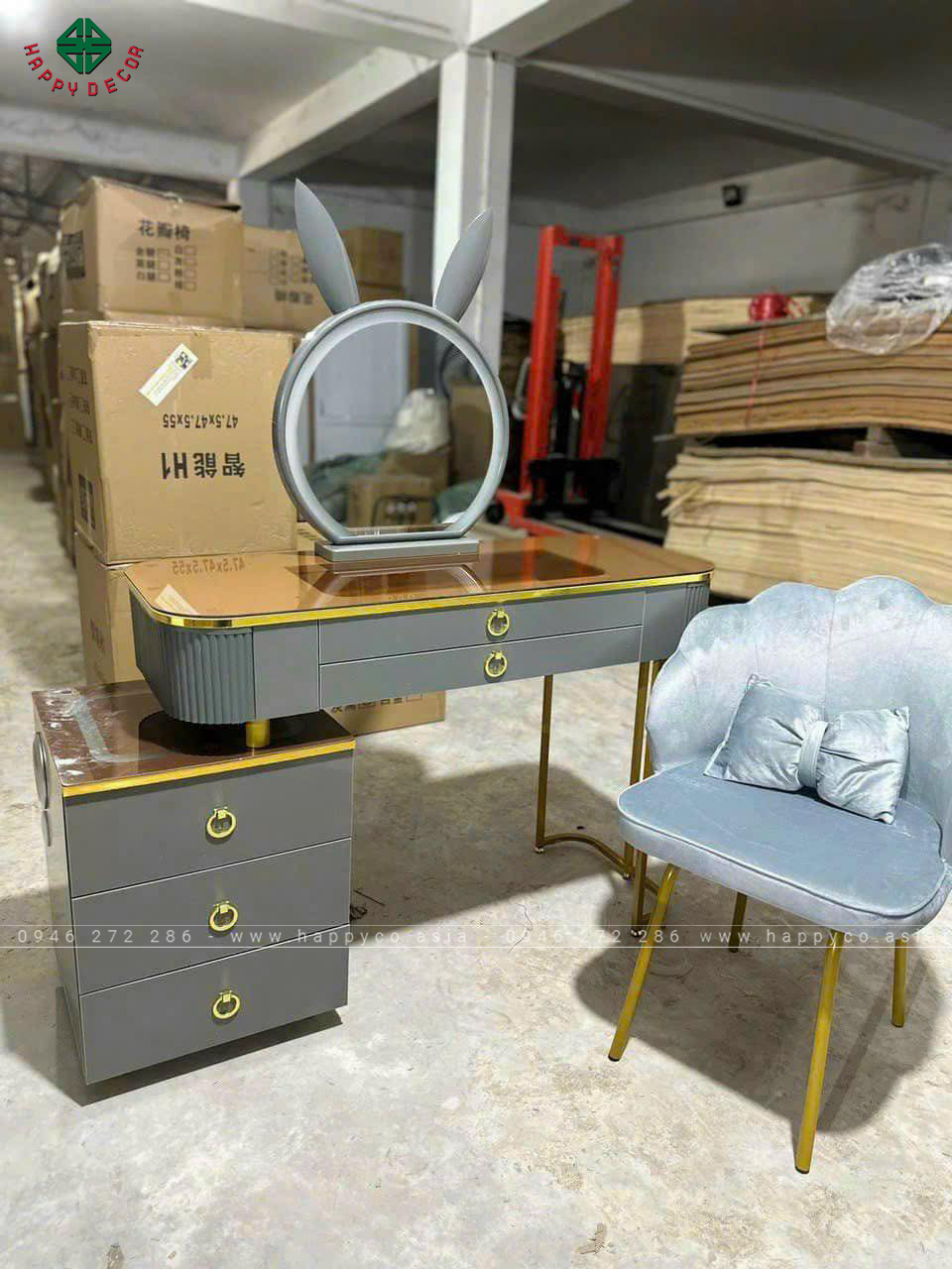 Bàn trang điểm gỗ MDF bọc nhựa hiện đại TN28