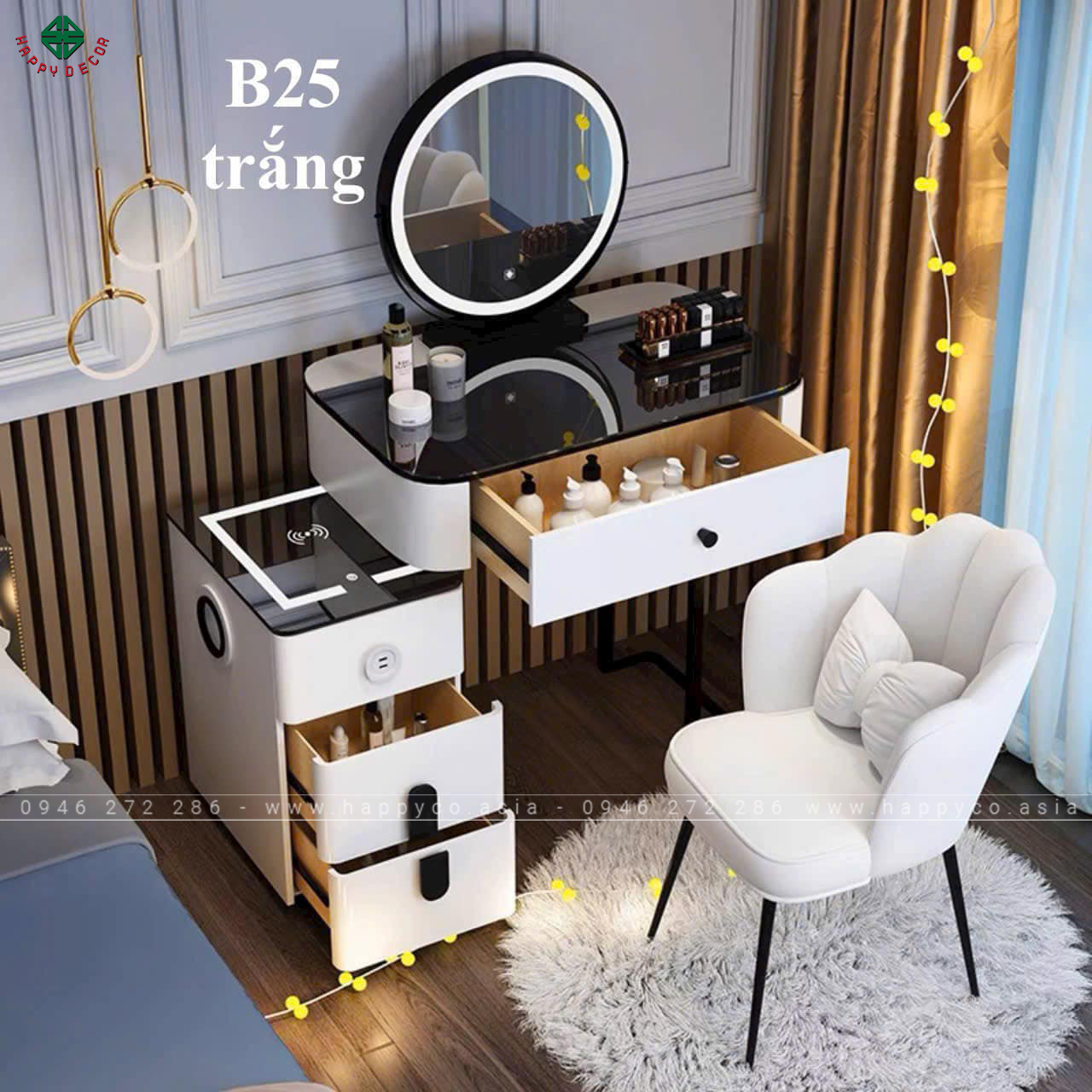 Bàn trang điểm gỗ MDF bọc nhựa hiện đại TN34