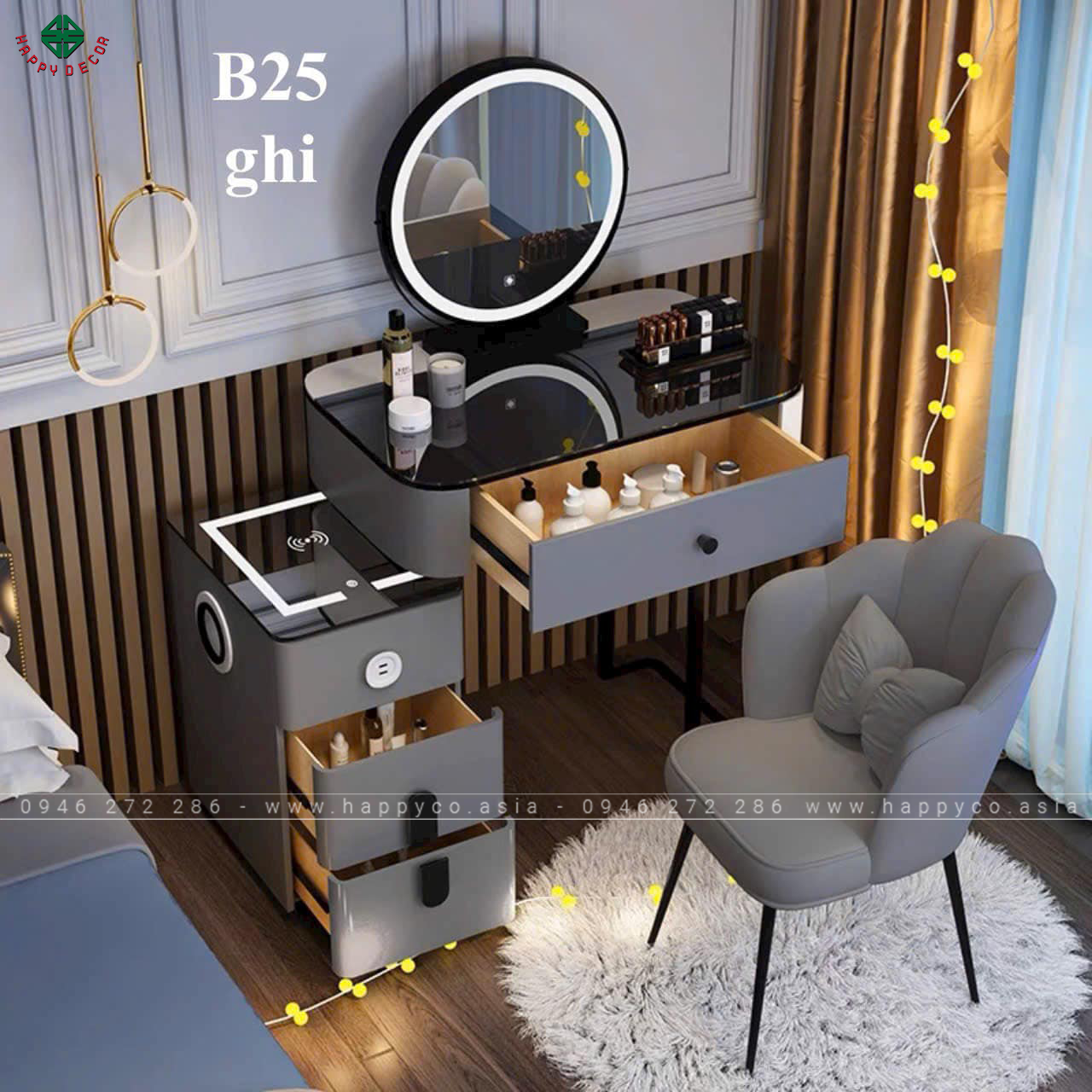 Bàn trang điểm gỗ MDF bọc nhựa TN34
