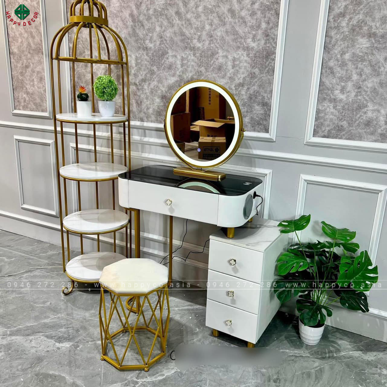 Bàn trang điểm gỗ MDF bọc nhựa hiện đại TN37