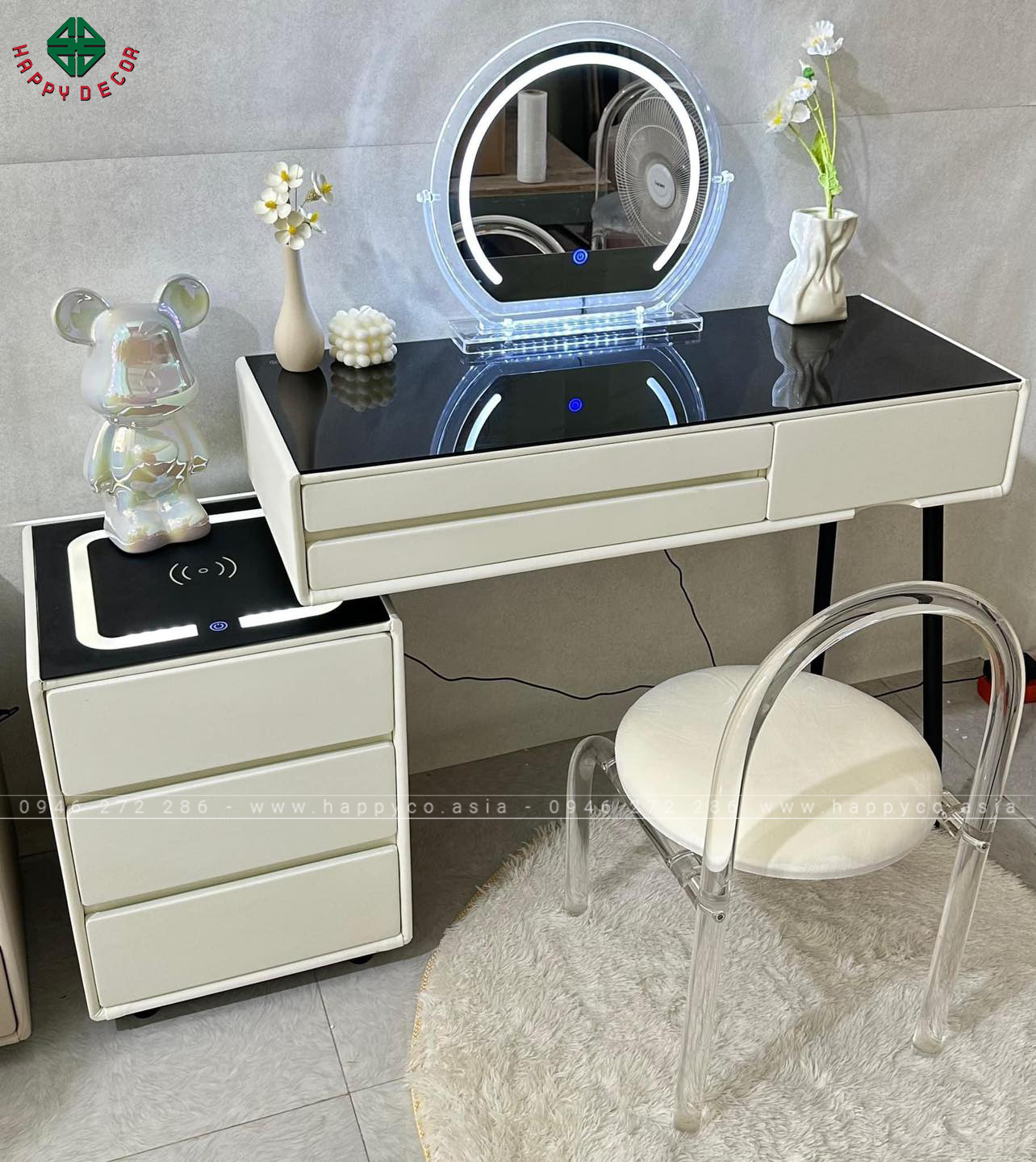 Bàn trang điểm gỗ MDF bọc nhựa thanh lịch TN38