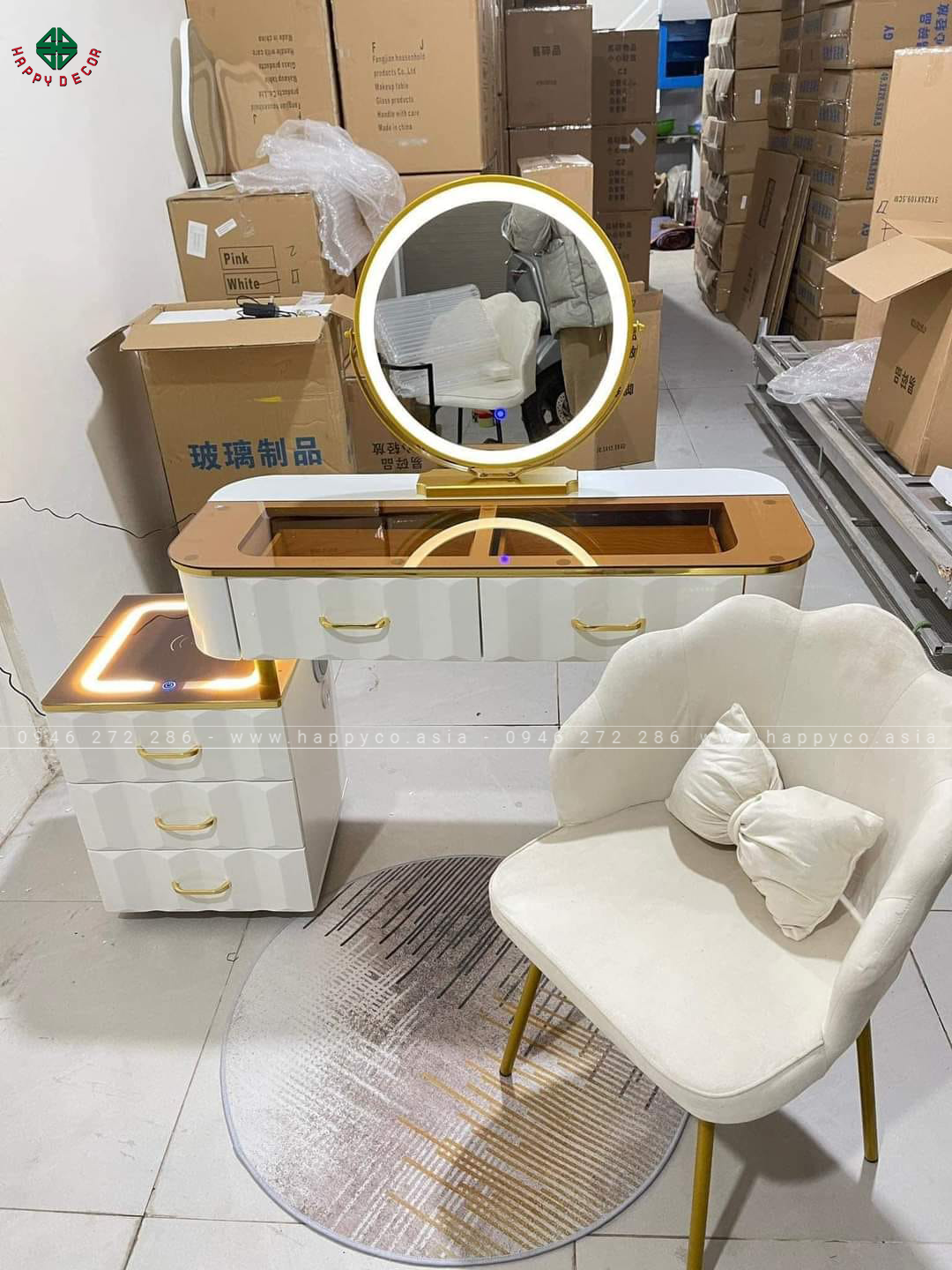 Bàn trang điểm gỗ MDF bọc nhựa TN53