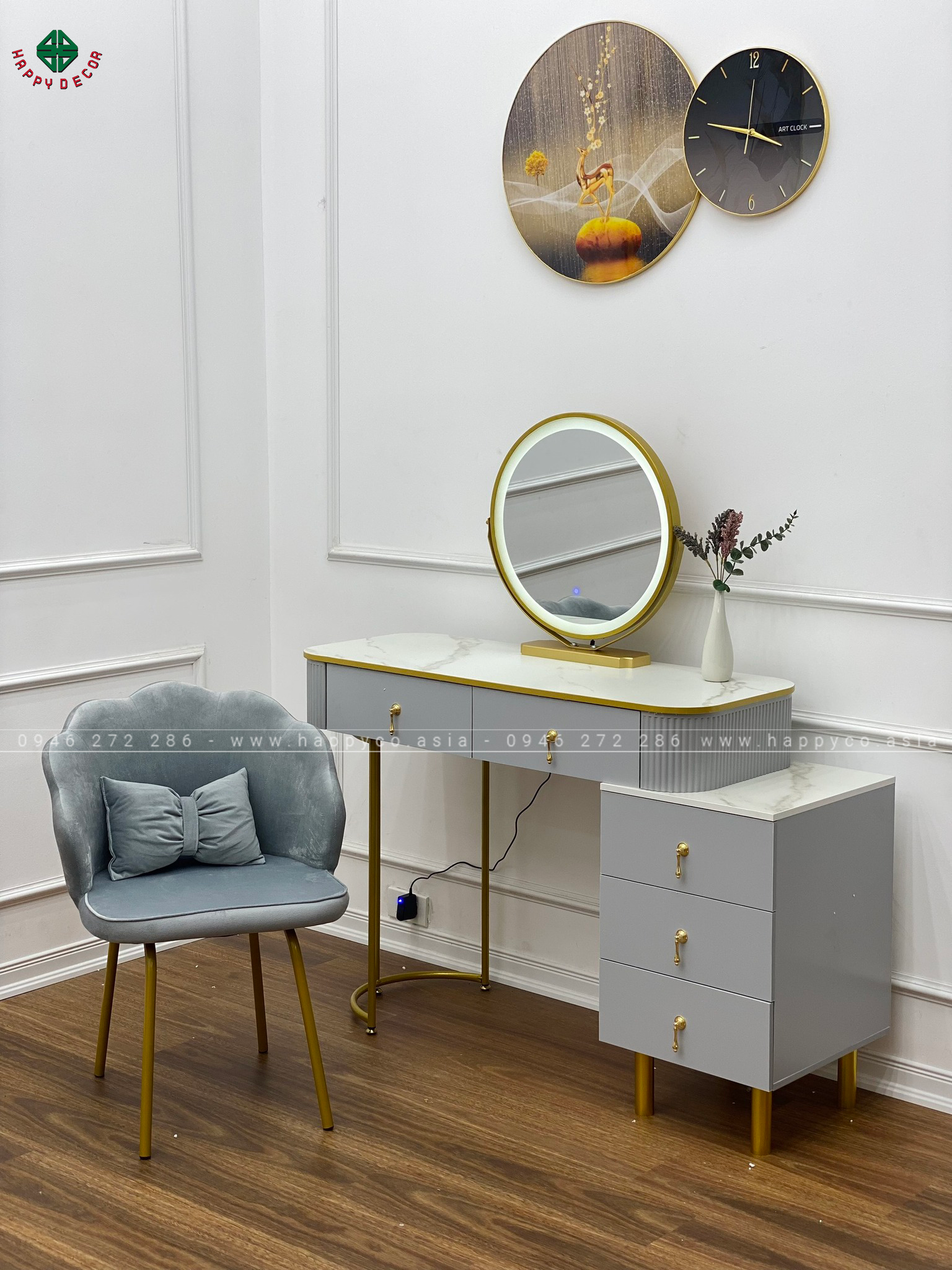 Bàn trang điểm gỗ MDF bọc nhựa hiện đại TN57