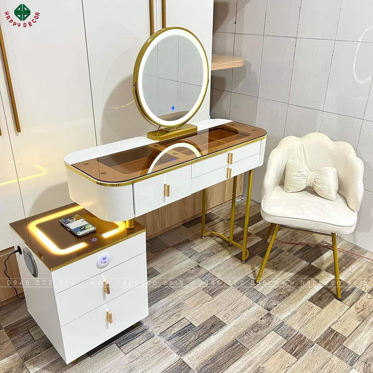 Bàn trang điểm gỗ MDF bọc nhựa TN59