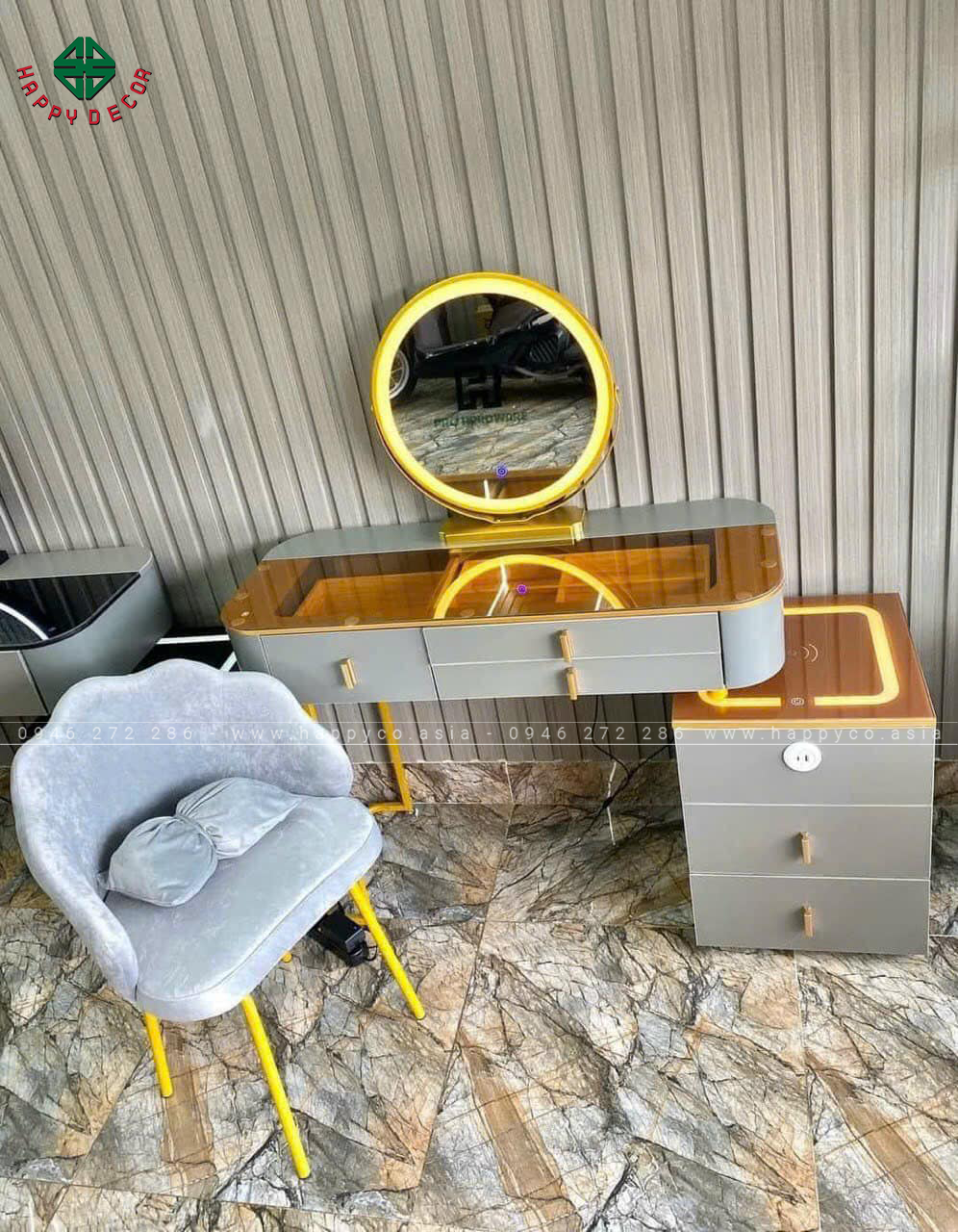 Bàn trang điểm gỗ MDF bọc nhựa hiện đại TN63