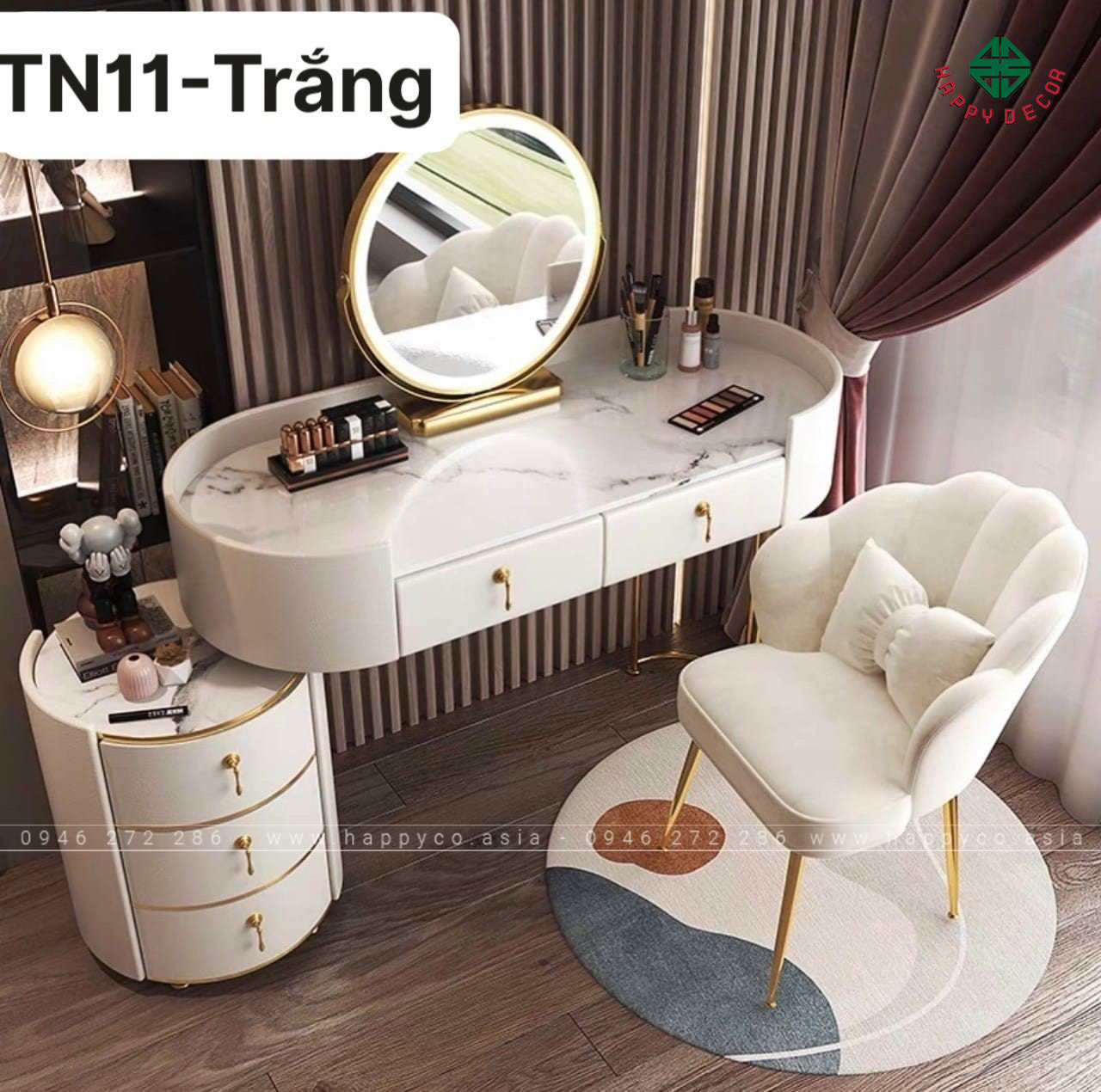 Bàn trang điểm gỗ MDF bọc nhựa hiện đại TN71
