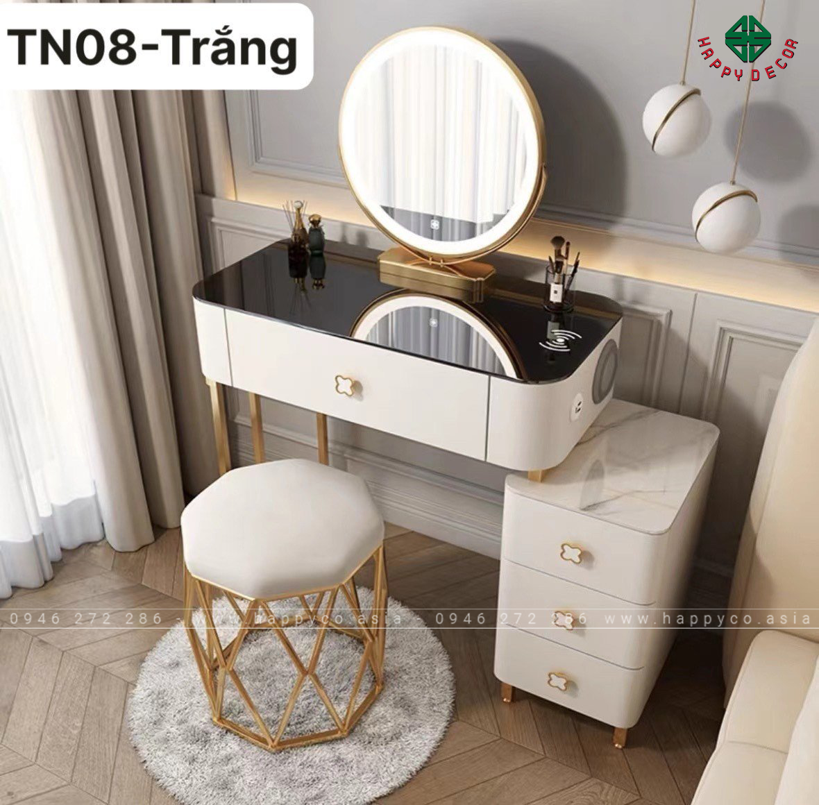 Bàn trang điểm gỗ MDF bọc nhựa TN73