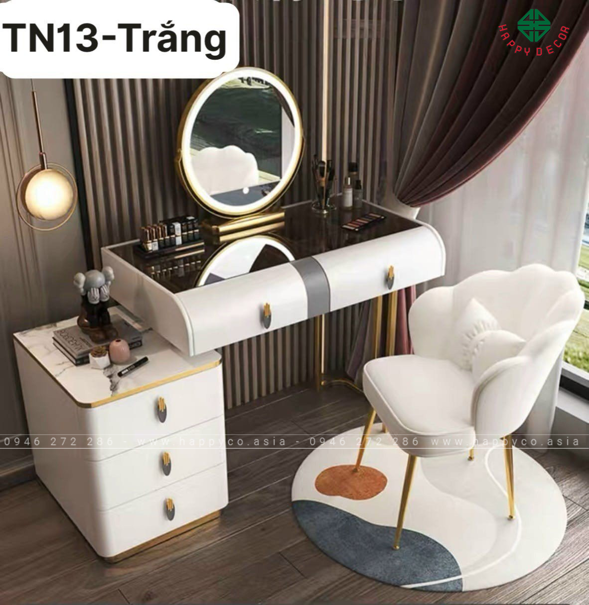 Bàn trang điểm gỗ MDF bọc nhựa TN75