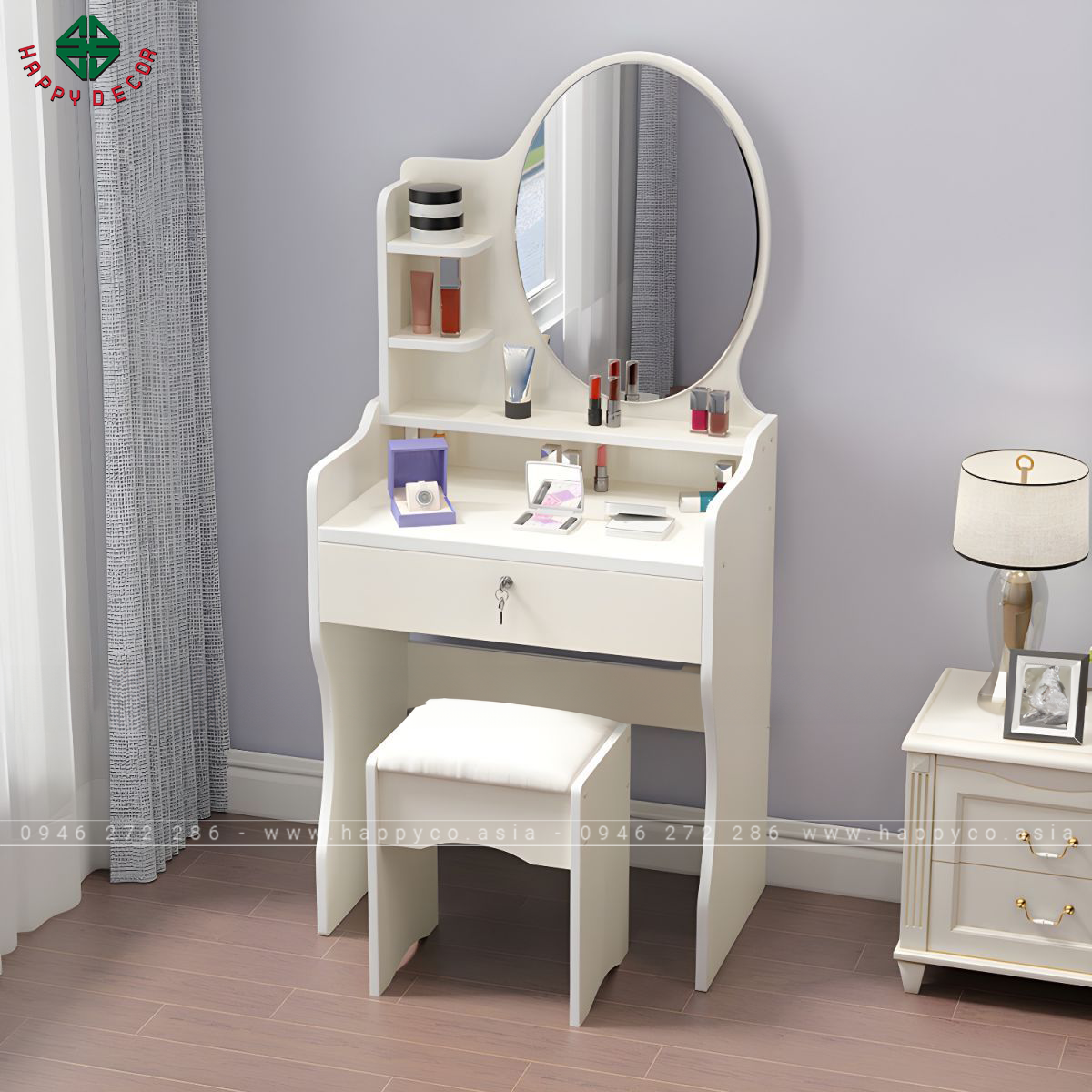 Bàn trang điểm gỗ công nghiệp màu trắng BP6852