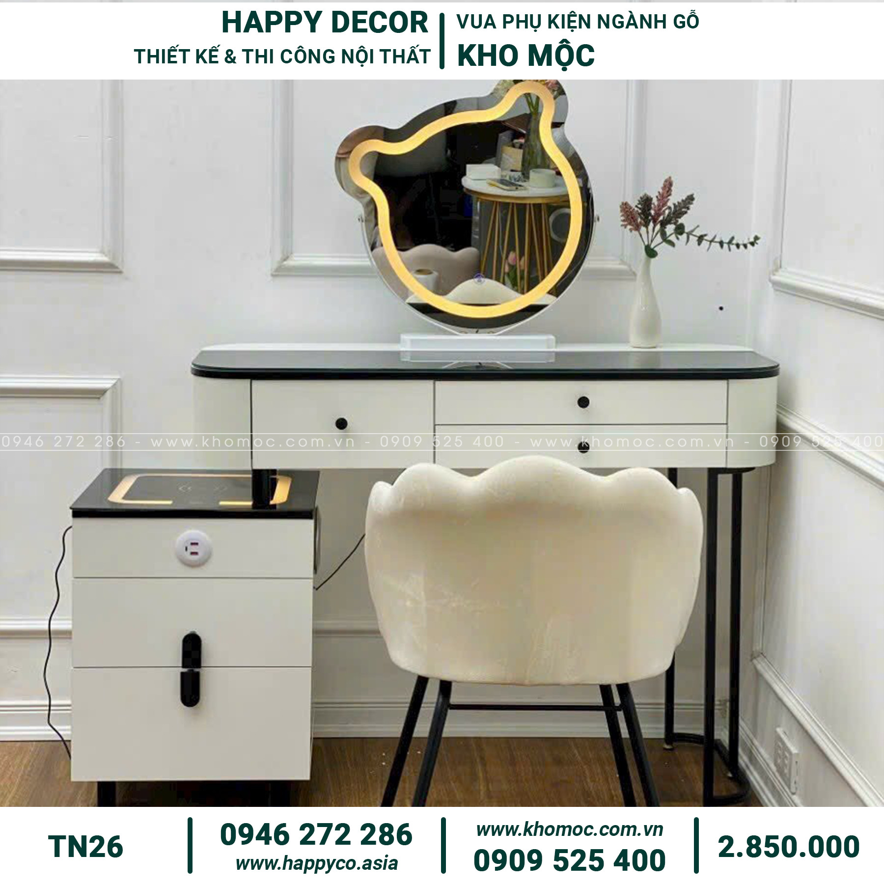 Bàn trang điểm gỗ MDF bọc nhựa hiện đại TN26