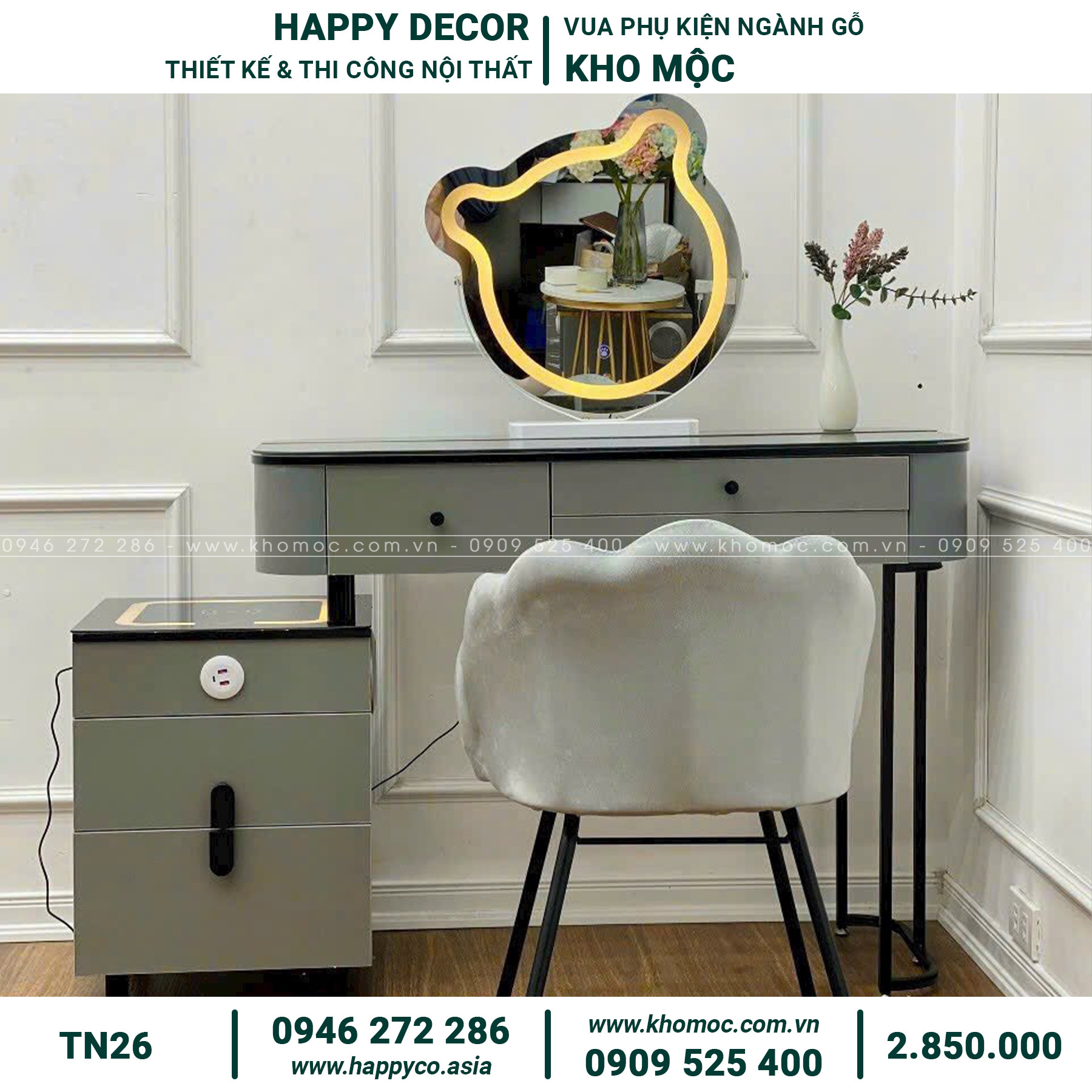 Bàn trang điểm gỗ MDF bọc nhựa TN26