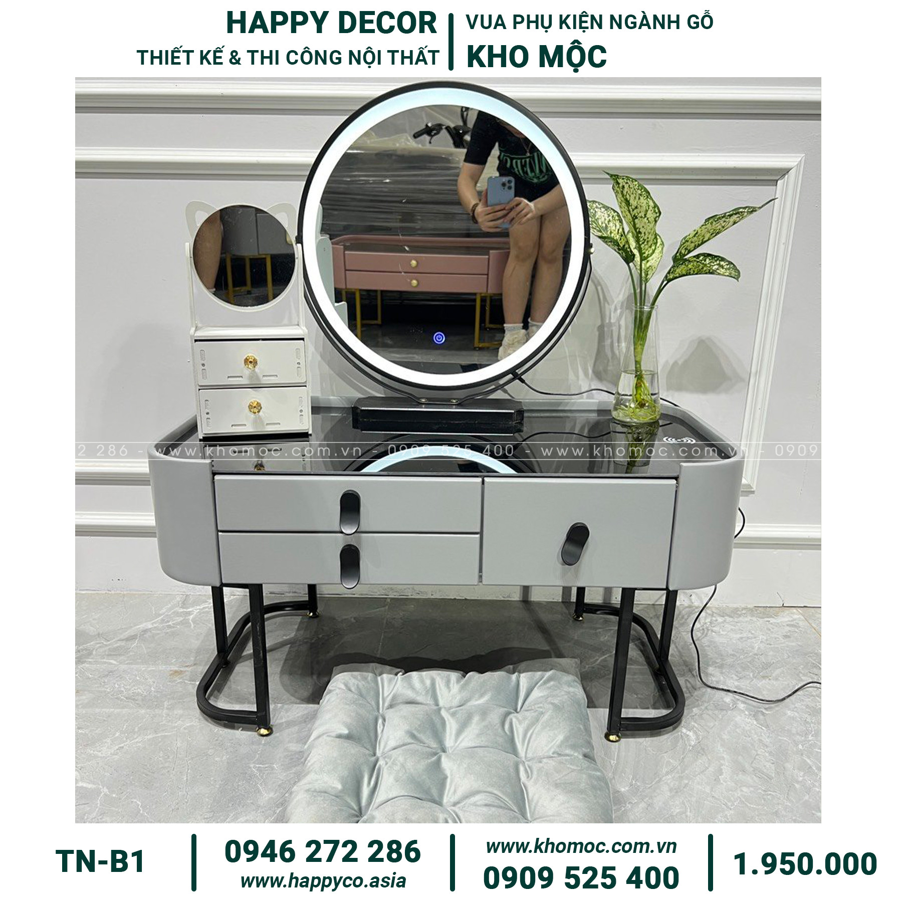 Bàn trang điểm gỗ MDF bọc nhựa thanh lịch TN -B1