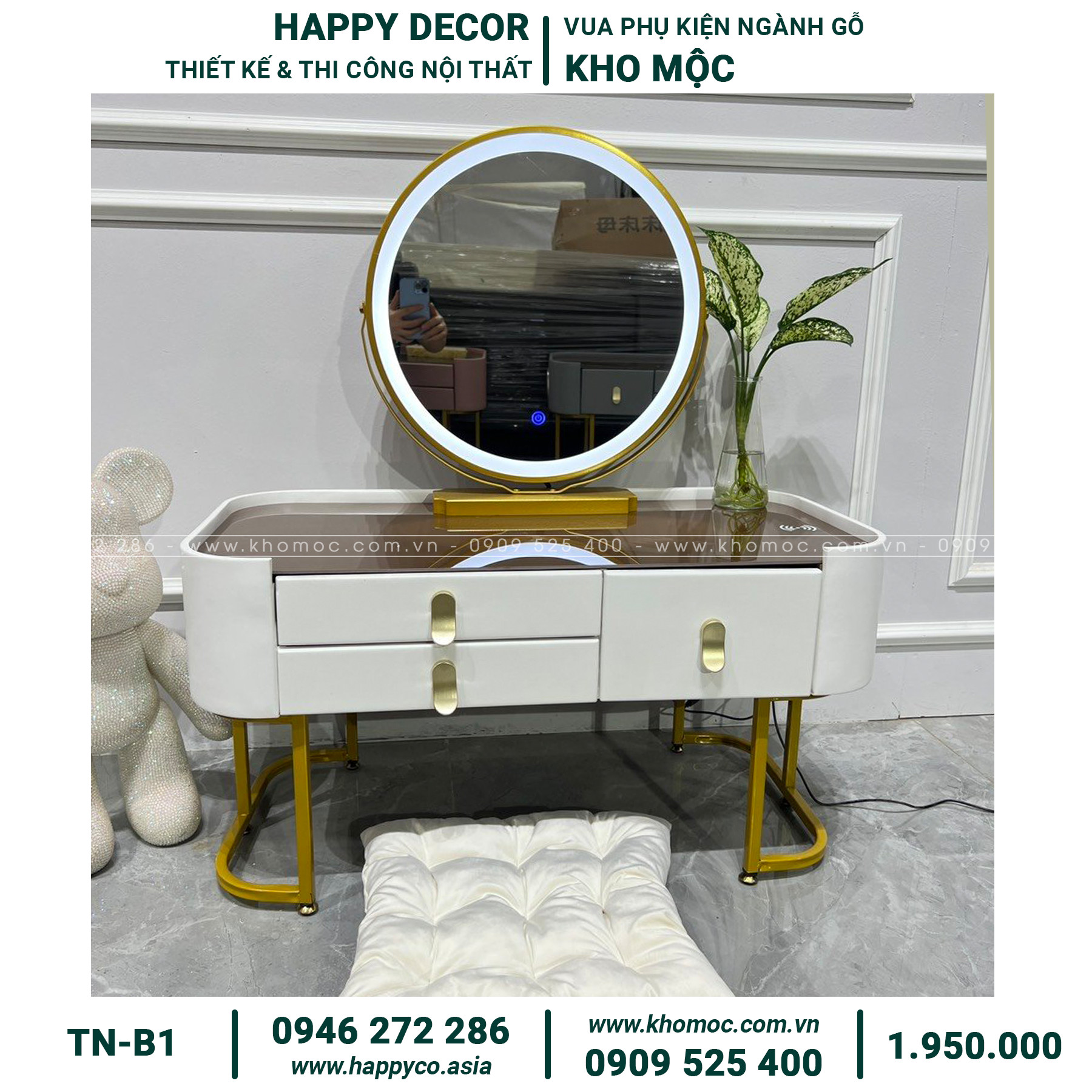 Bàn trang điểm gỗ MDF bọc nhựa tiện lợi TN -B1