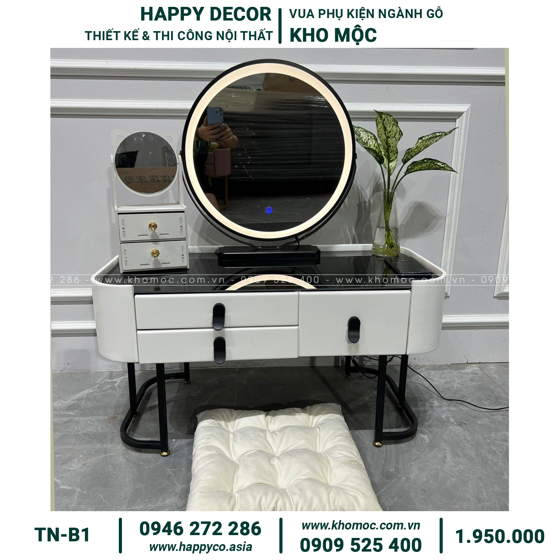 Bàn trang điểm gỗ MDF bọc nhựa hiện đại TN -B1