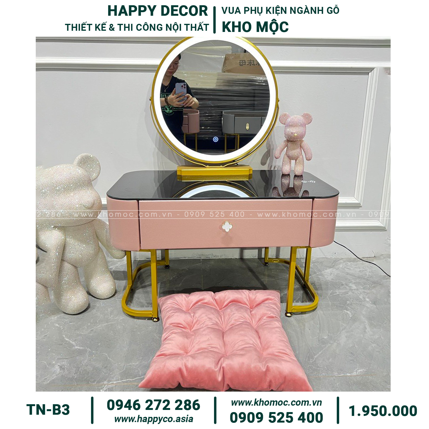 Bàn trang điểm gỗ MDF bọc nhựa TN-B3