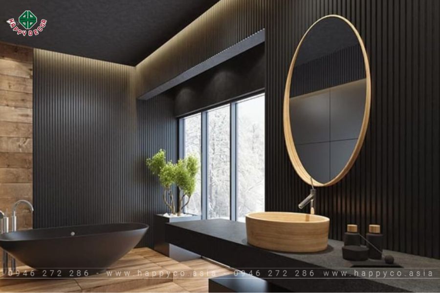 Lavabo và viền gương bằng gỗ công nghiệp Lavabo và viền gương bằng gỗ công nghiệp