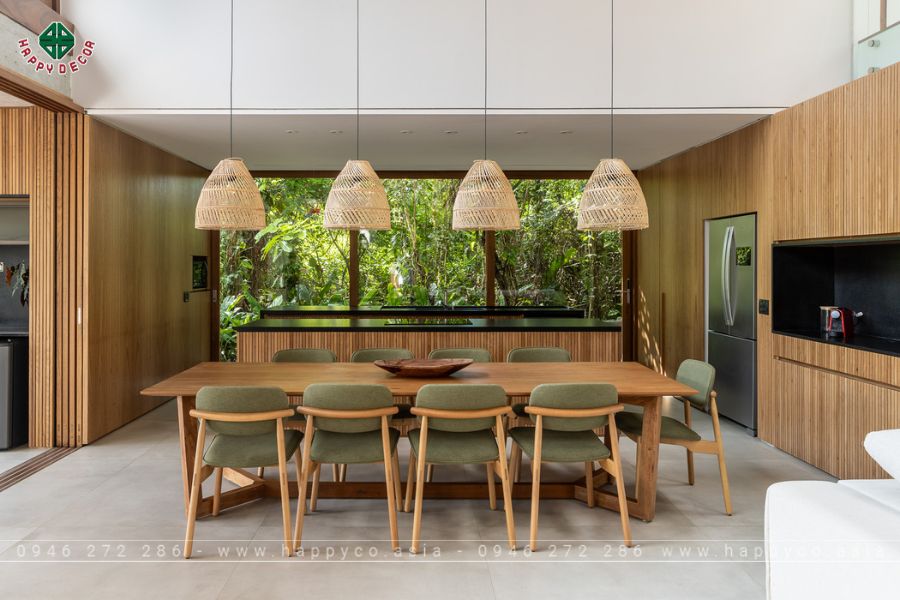 Khu vực bếp là sự kết hợp hài hòa giữa chất liệu tự nhiên và nội thất hiện đại Khu vực bếp là sự kết hợp hài hòa giữa chất liệu tự nhiên và nội thất hiện đại