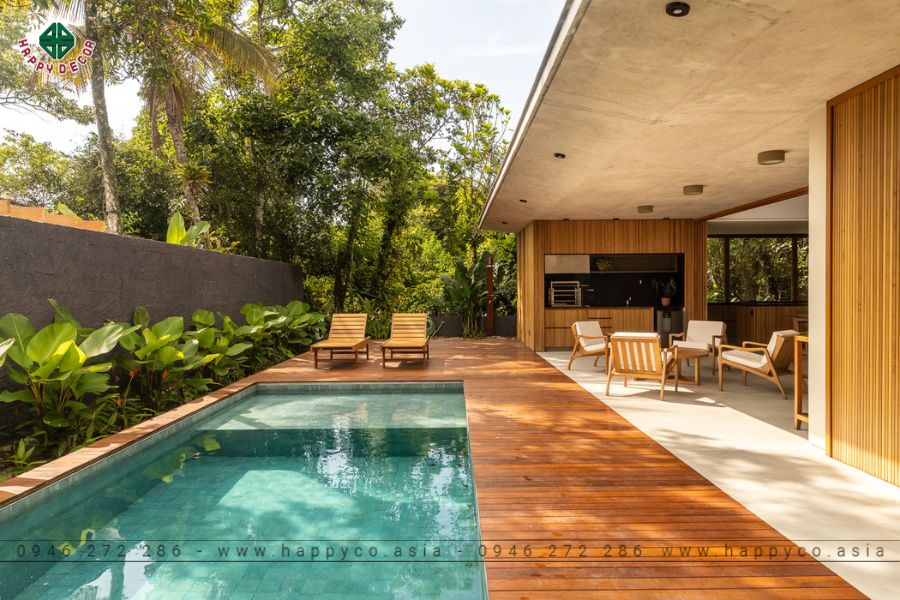 Khu ăn uống ngoài trời và hồ bơi lý tưởng cho việc giải trí Khu ăn uống ngoài trời và hồ bơi lý tưởng cho việc giải trí