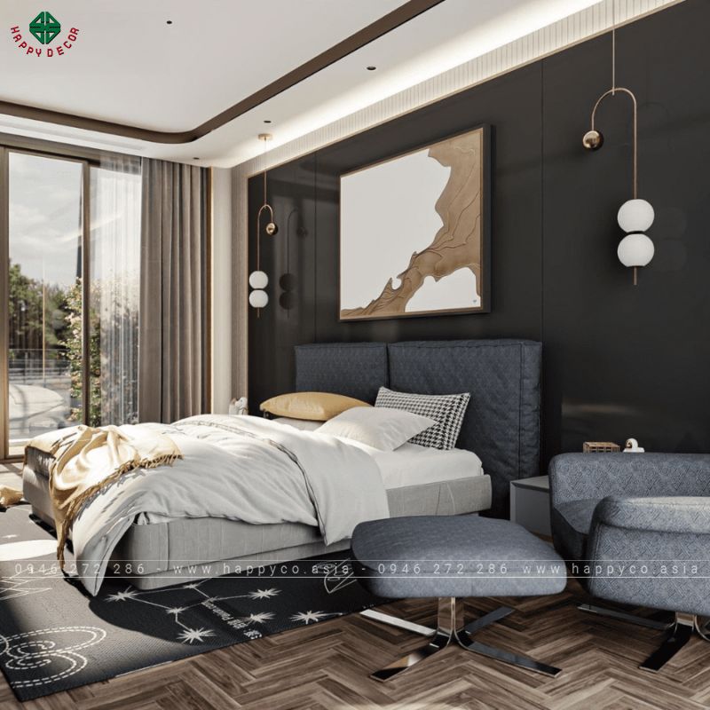 Đặt giường ngủ ở vị trí có tầm nhìn thoáng, tránh cửa ra vào