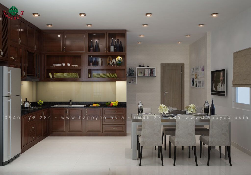 Bàn đảo không chỉ là nơi để chuẩn bị thức ăn mà còn có thể dùng làm bàn ăn nhỏ