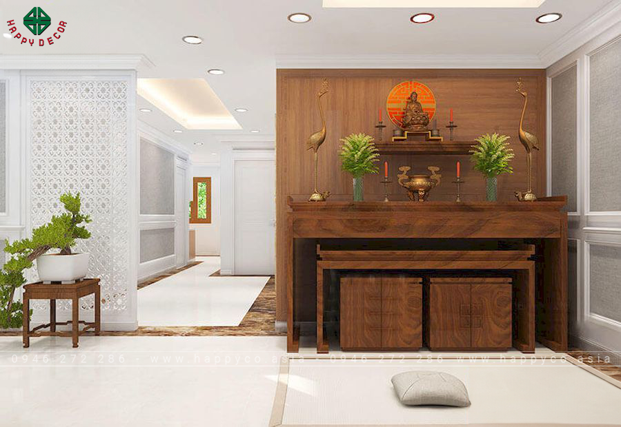 Cách bày bàn thờ Phật và ông bà trong biệt thự, nhà phố - mẫu 3