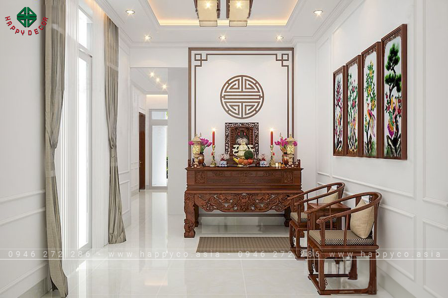 Cách bày bàn thờ Phật và tổ tiên trong biệt thự, nhà phố - mẫu 7