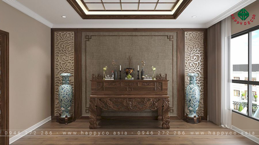 Cách bày bàn thờ Phật và ông bà trong biệt thự, nhà phố - mẫu 6