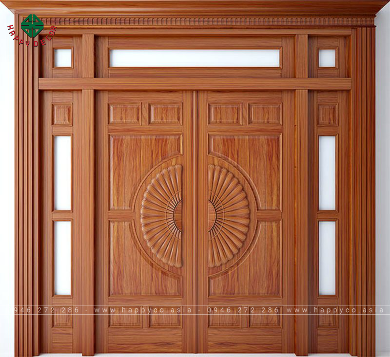 Hoa văn ở cửa gỗ có tính đối xứng
