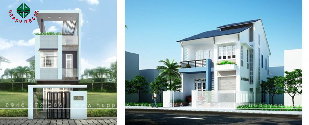 Màu sơn của mặt tiền nhà màu xanh xám